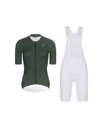 RIVANELLE Cyklistický krátký dres a krátké kalhoty - ELEVATE - bílá/zelená